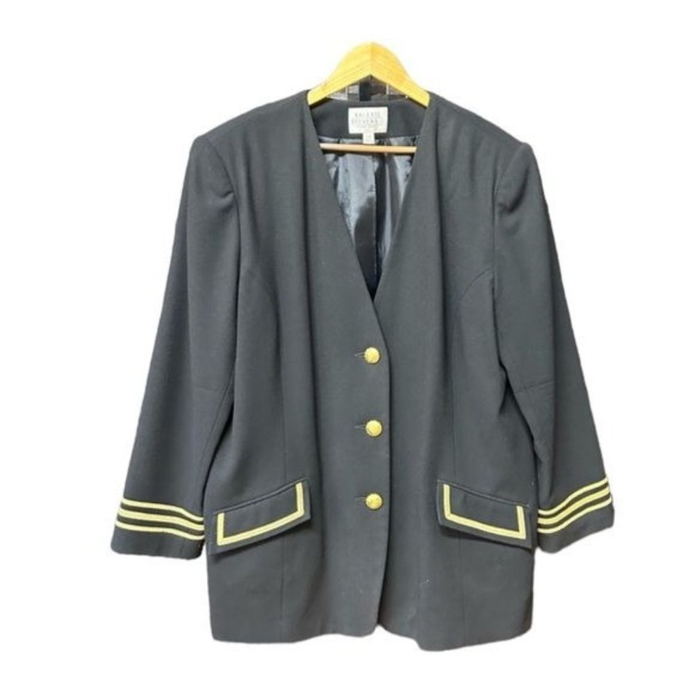 Vintage Wool blazer gold buttons 20W 2X Plus oversized Valerie Stevens